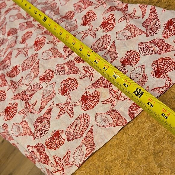 Talbots Shell Print Cotton Notched Collar Sleeveless Summer Top Lp Red White - Picture 11 of 16